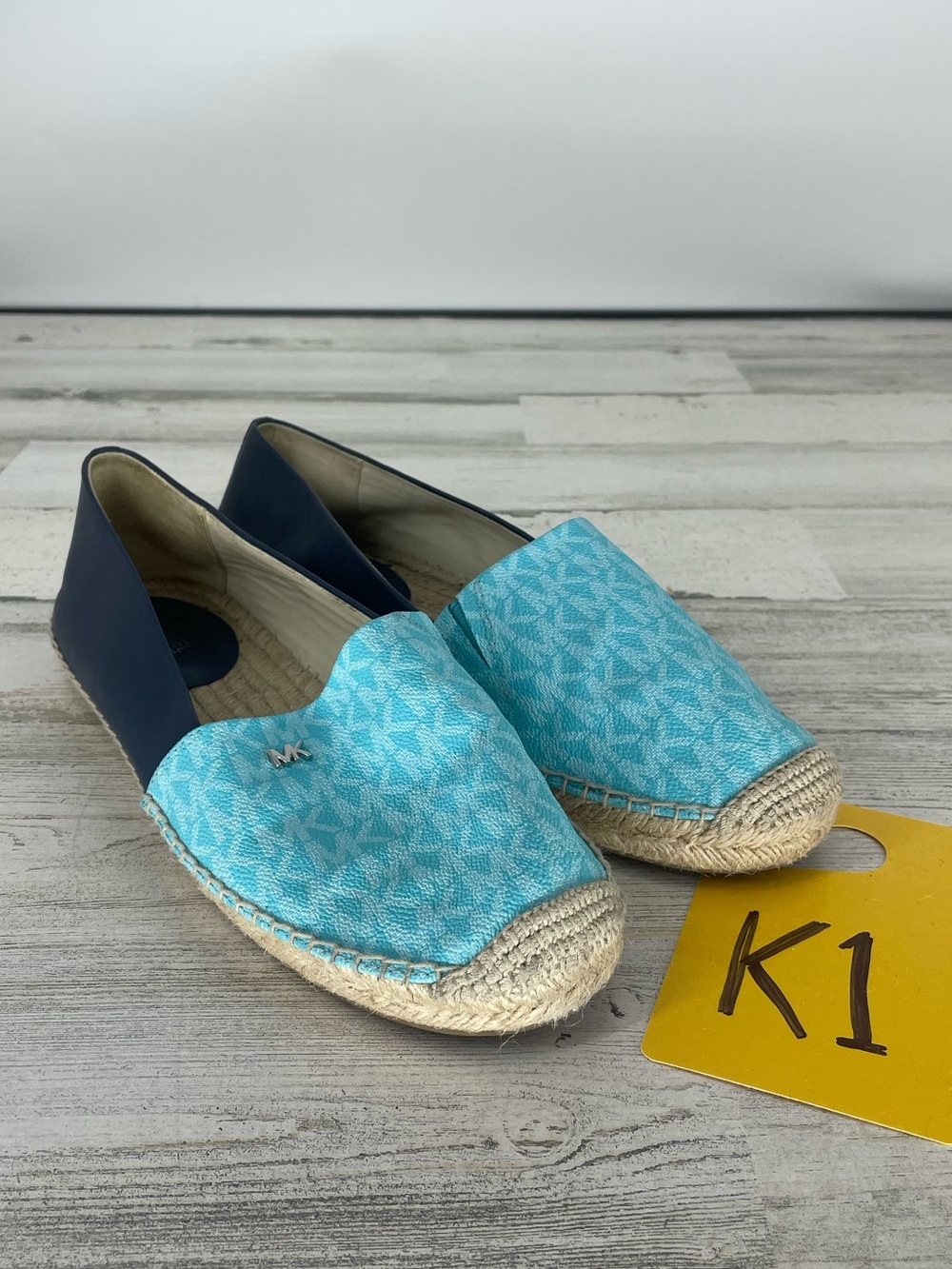 Michael Kors Kendrick Logo and Leather Slip-On Espadrille flats Blue Size 9.5